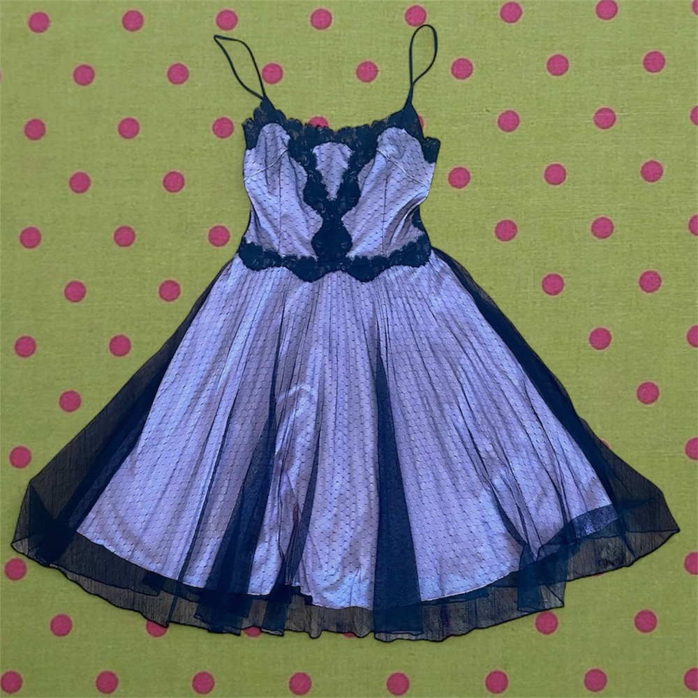 Betsey Johnson Pink and Black Lace Dress - Picture 1 of 3